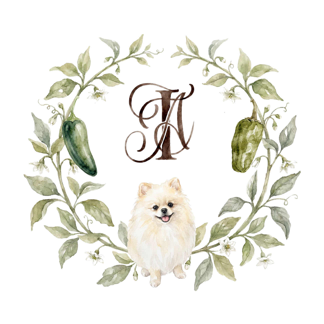 Escudo de la boda: corona de pimientos, monograma A·I y Britney